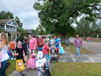 FICKLE WEATHER failed to deter these dedicated trick-or-treaters from turning out for Halloween swag, courtesy of the DFS Woman's Club and its many sponsors.