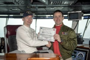 BRIAN S. ASSELSTINE, Petty Officer 3rd Class (l) was named Warrior of the Day Jan. aboard the U.S.S. Harry S. Truman (CVN 75), where he currently serves.  Asselstine, of DeFuniak Springs, Fla., has served in the Navy for three years as a personnel specialist. He is a 1999 Walton High School graduate. 
