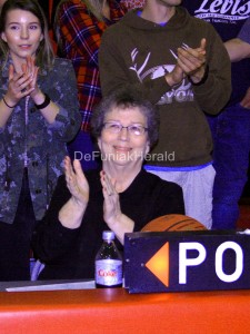 JANE HAMILTON KEPT THE SCOREBOOKS AT PAXTON for 36 years before retiring after the 2015-2016 season. She is known for her professionalism and meticulous book-keeping no less than she is for the contagious optimism that has so often been a source of encouragement to Paxton’s basketball teams over the years. (Photo by Reid Tucker)