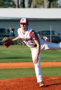 GRANT STEWART THREW A 10-K NO-HITTER in Paxton’s 11-0 mercy rule victory over Malone on Tuesday, March 22. (Photo by Reid Tucker) 
