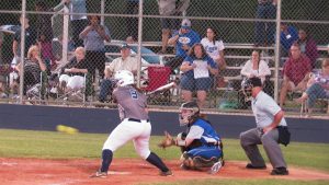 WALTON FRESHMAN CELESTE TRUETT (3) helped the Braves rally from a 3-0 deficit against Godby with a first inning single that plated a run. Walton earned their fourth playoff win in two seasons with a come-from-behind victory that saw all the runs in the game scored in the first inning. (Photo by Patrick Casey)