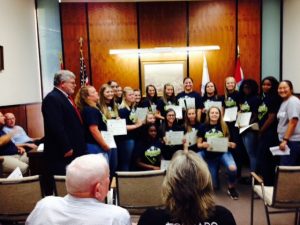 WALTON HIGH SOFTBALL 2016 team members were individually recognized by Mayor Bob Campbell at the City Council's May 9 meeting for winning their second consecutive district championship and making the Region Final again in 2016.
