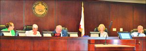 COUNTY COMMISSIONERS at the April 26 meeting. (Photo by Dotty Nist)
