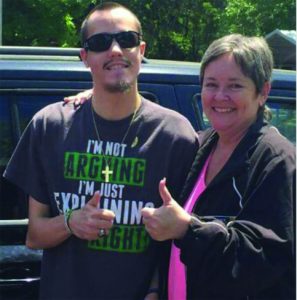 RYAN THOMAS IS SHOWN with his kidney donor, Terri Thomas, two weeks post-op. Ryan, a Paxton resident, received a new lease on life when he underwent a kidney transplant on April 5. Doctors say that Ryan is above the curve and doing better than most transplant patients. There is no cure for kidney disease and a transplant is a treatment; however, Ryan is expected to resume a normal life. 