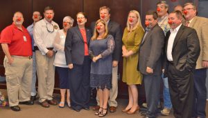 RED NOSE DAY campaign supporters at the May 24 Walton County Board of County Commissioners meeting (Photo by Dotty Nist).