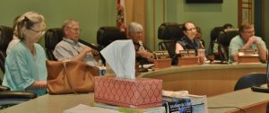 COUNTY COMMISSIONERS at the July 11 budget workshop. (Photo by Dotty Nist)