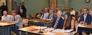 SANDESTIN INVESTMENTS representatives, county staff and legal counsel, representatives of affected parties and members of the public gathered on Sept. 9 at the BCC hearing scheduled for the Notice of Proposed Change. (Photo by Dotty Nist)
