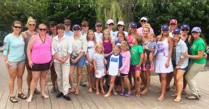 PARTICIPANTS FOR the first Women on the Water fishing tournament at the tournament wrap-up at Borago.  A total of 36 female anglers on 10 boats were on the water on Oct. 15 for the first Women on the Water (WOW) fishing tournament, held by the Coastal Conservation Association (CCA) South Walton Chapter. (Photo courtesy of Neill O'Connell)