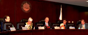 THE WALTON COUNTY Board of County Commissioners (BCC) held its first meeting with newly-elected commissioners District 3 Commissioner Melanie Nipper and District 5 Commissioner Tony Anderson on Nov. 22. At the meeting, District 2 Commissioner Cecilia Jones was voted in as chair for the reorganized board and District 1 Commissioner Bill Chapman, recently re-elected for a new term on the BCC, was selected as vice-chair. Pictured here, from left: District 3 Commissioner Sara Comander; District 2 Commissioner Cecilia Jones, District 1 Commissioner Bill Chapman, District 3 Commissioner Melanie Nipper, and District 5 Commissioner Tony Anderson. (Photo by Dotty Nist)