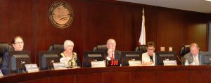 COUNTY COMMISSIONERS at the Nov. 22 meeting. With new commissioners for District 3 and District 5 newly sworn in, the Walton County Board of County Commissioners (BCC) has approved board and committee assignments for each commissioner, along with choosing a BCC chair and vice-chair. (Photo by Dotty Nist)